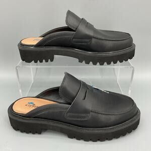 NEW Aqua College Women’s Fever Slip on Penny Loafer Mule Flats Black Size 6M